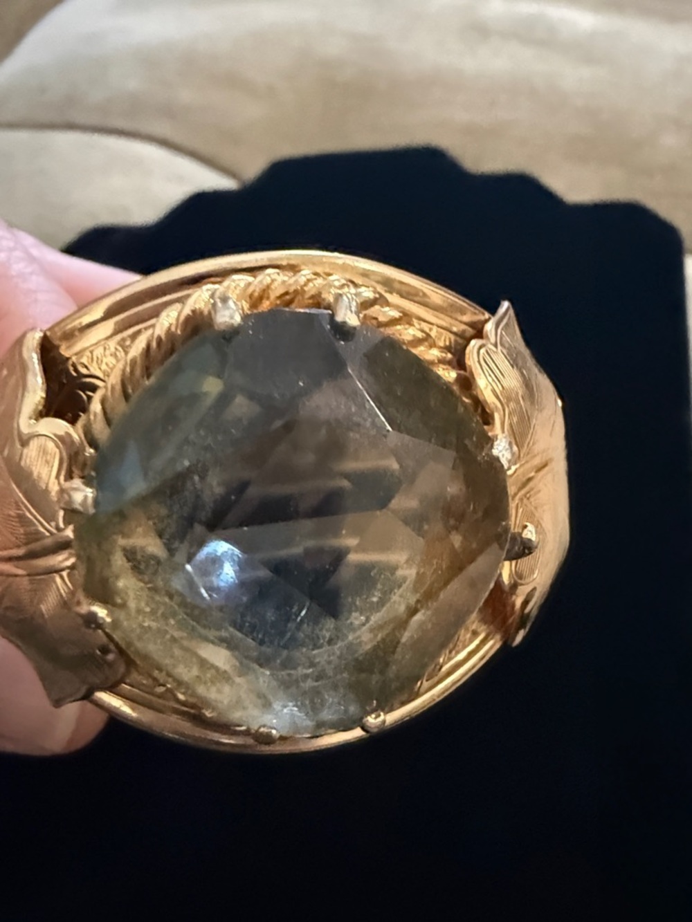 Vintage Sarah Coventry Gold Tone Statement Cuff Bracelet | Large Faceted Stone - Picture 7 of 7